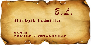 Blistyik Ludmilla névjegykártya